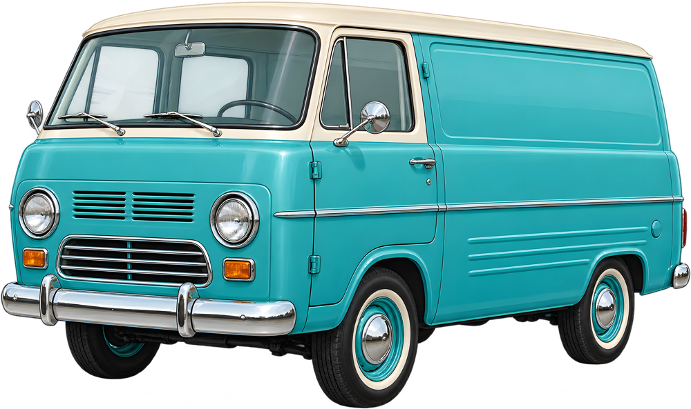 Tyrkysová retro dodávka – barevná retro samolepka JPdesign