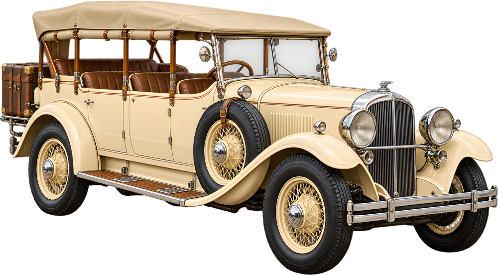 Krémový safari vůz – barevná retro samolepka JPdesign